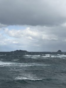 長崎市恐竜博物館からみえた軍艦島